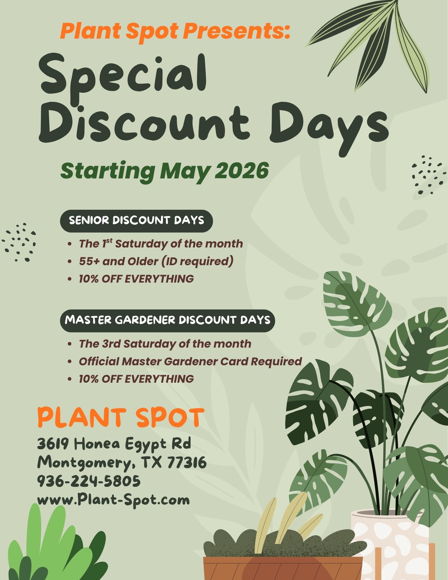 Discount Days Starting in May!